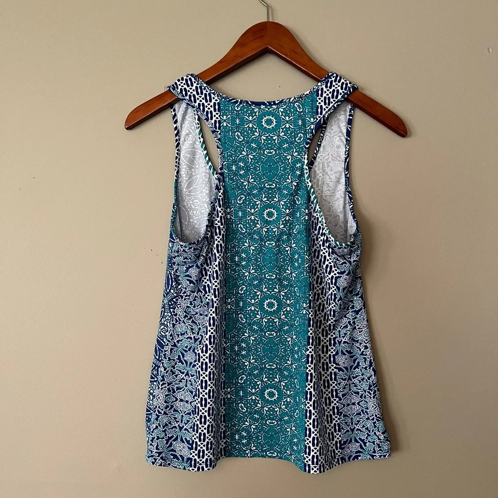 Linea Donatella Blue Teal Print Tank & Shorts Lounge Set S